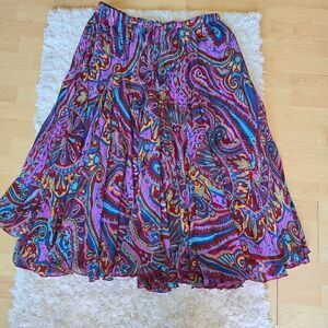 Denim 24/7 Womens Size 22W Paisley Print Full Circle Peasant Skirt Maxi Bohemian